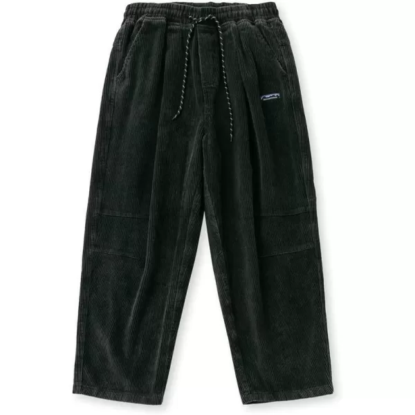 Aelfric Eden Mens Corduroy Vintage Cargo Sweatpants Long Solid Elastic Waist Casual Pants Hip hop Streetwear Pant07black