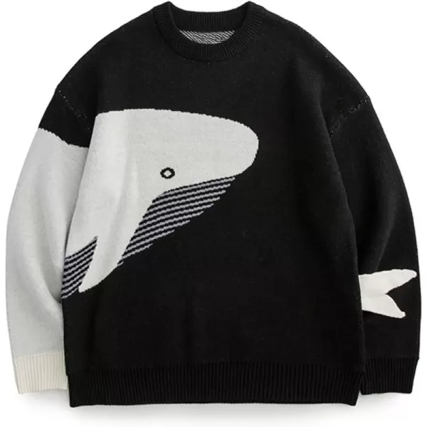 Aelfric Eden Mens Oversized Dinosaur Knit Sweater Vintage Cartoon Pullover Sweater Long Sleeve Christmas Sweater04black