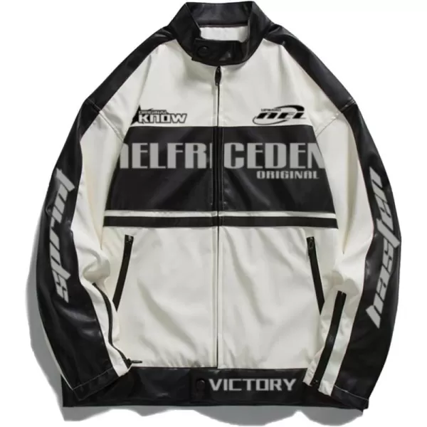 Aelfric Eden Mens Varsity Jacket Vintage Racing Motorcycle Graphic Bomber Jackets Oversized Unisex Streetwear jacket09white