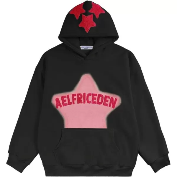 Aelfric Eden Mens Vintage Oversized Star Graphic Print Hoodie Streetwear ZipUp Hoodies Sweatshirt Casual HoodedB5black