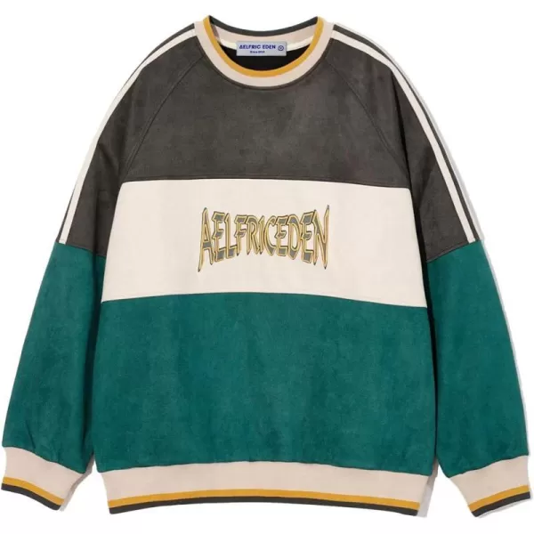 Aelfric Eden Oversized Crewneck Sweatshirts For Men Red Vintage Graphic Pullover Loose Fit Streetwear Long Sleeve TopCgreen
