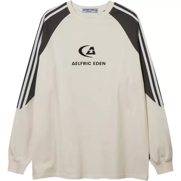 Aelfric Eden Oversized Crewneck Sweatshirts For Men Red Vintage Graphic Pullover Loose Fit Streetwear Long Sleeve TopD04dynamic Stripesampbeige