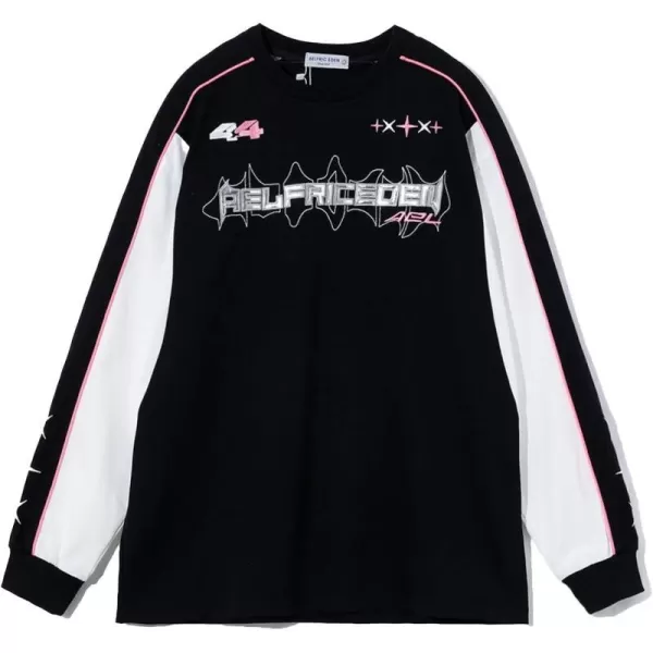 Aelfric Eden Oversized Crewneck Sweatshirts For Men Red Vintage Graphic Pullover Loose Fit Streetwear Long Sleeve TopD05letter Embroidery amp Black