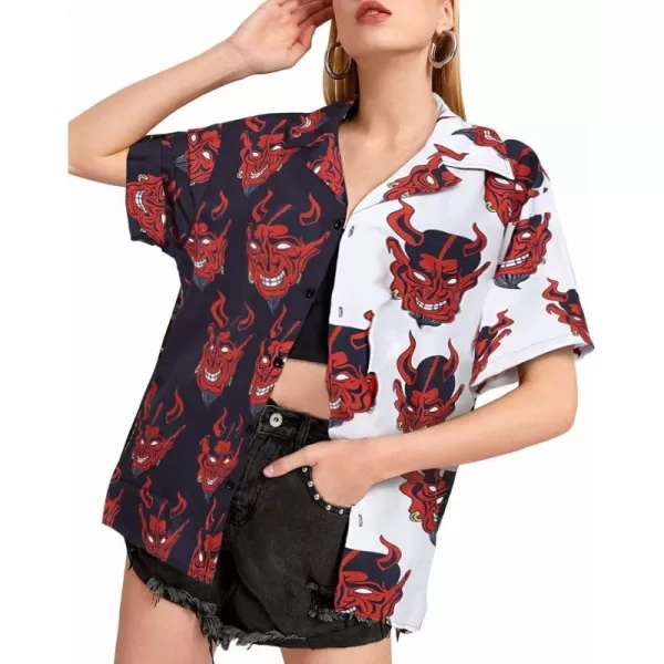 Aelfric Eden Oversized Graphic Printed Shirts Casual Button Down Short Sleeve Tees Summer Streetwear Tops09red