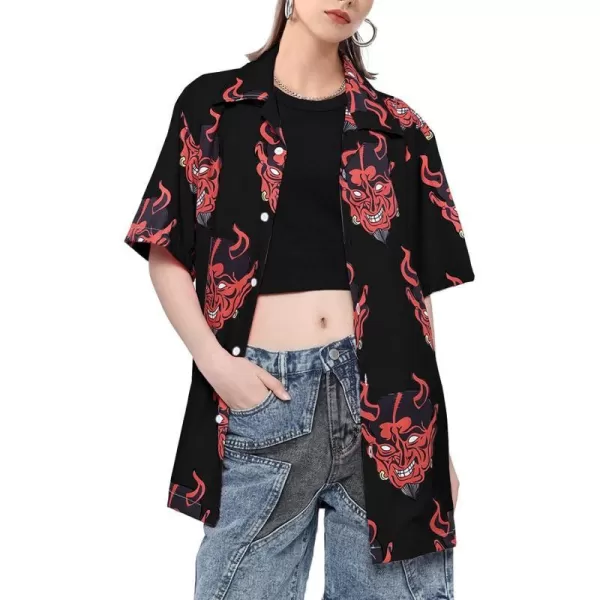 Aelfric Eden Oversized Graphic Printed Shirts Casual Button Down Short Sleeve Tees Summer Streetwear TopsCblack