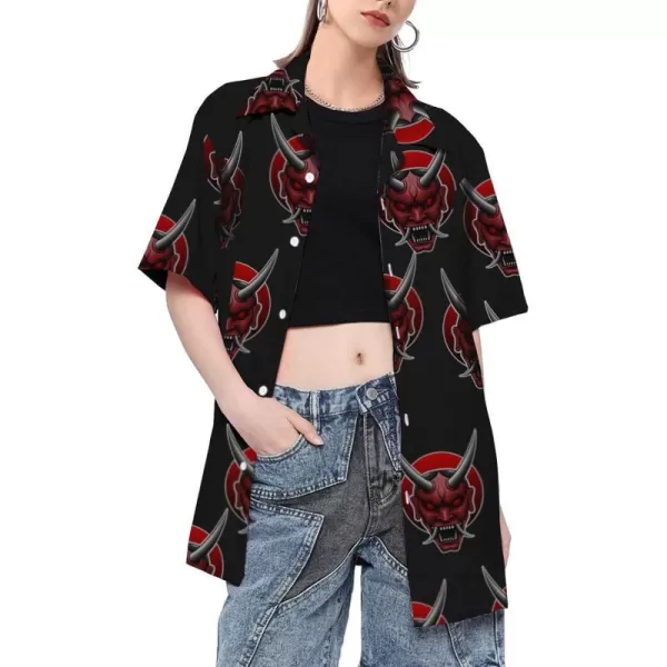 Aelfric Eden Oversized Graphic Printed Shirts Casual Button Down Short Sleeve Tees Summer Streetwear TopsEblack