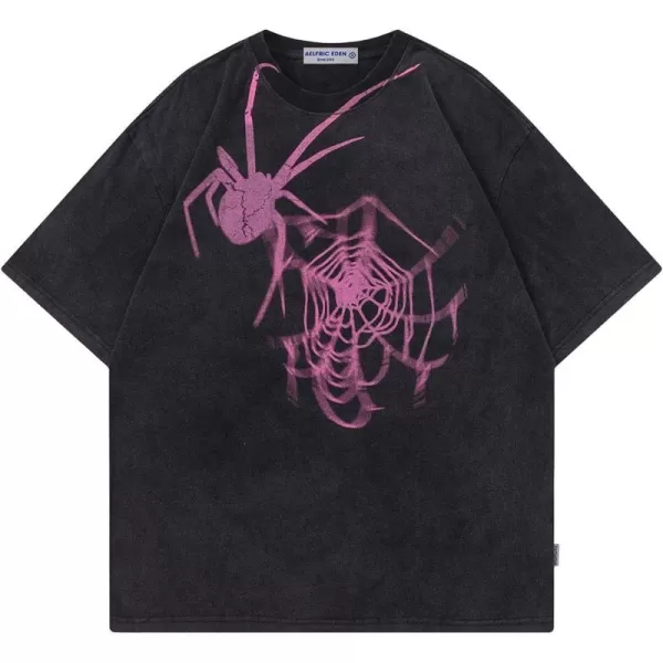 Aelfric Eden Oversized Graphic Tees Unisex Graffiti Print Shirts Inkjet Tee Top35spiderblack