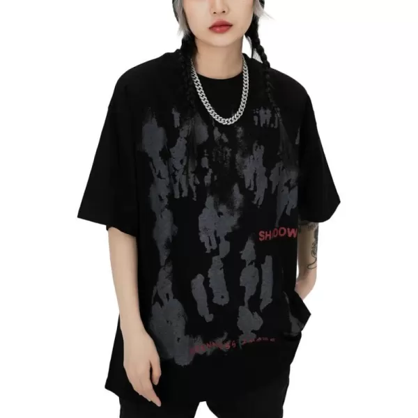 Aelfric Eden Oversized Graphic Tees Unisex Graffiti Print Shirts Inkjet Tee TopGraffitiblack