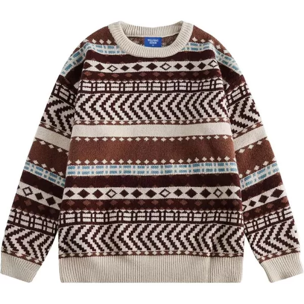 Aelfric Eden Vintage Soft Knit Sweater Autumn Mens Oversized Casual Pullover JumperA04ethnic Style amp Brown