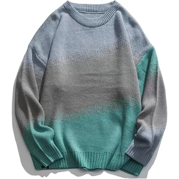 Aelfric Eden Vintage Soft Knit Sweater Autumn Mens Oversized Casual Pullover JumperB02gradient Knit amp Blue