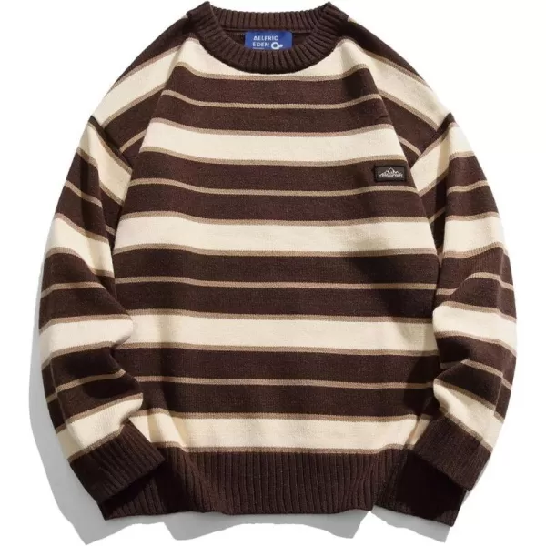 Aelfric Eden Vintage Soft Knit Sweater Autumn Mens Oversized Casual Pullover JumperD01vintage Stripesampcoffee