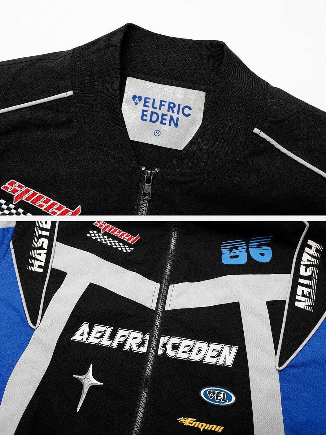 Aelfric Eden Mens Motorcycle Jacket Blackair Moto Varsity Baseball Jacket Women Vintage CoatsBa6color Blocking amp Black