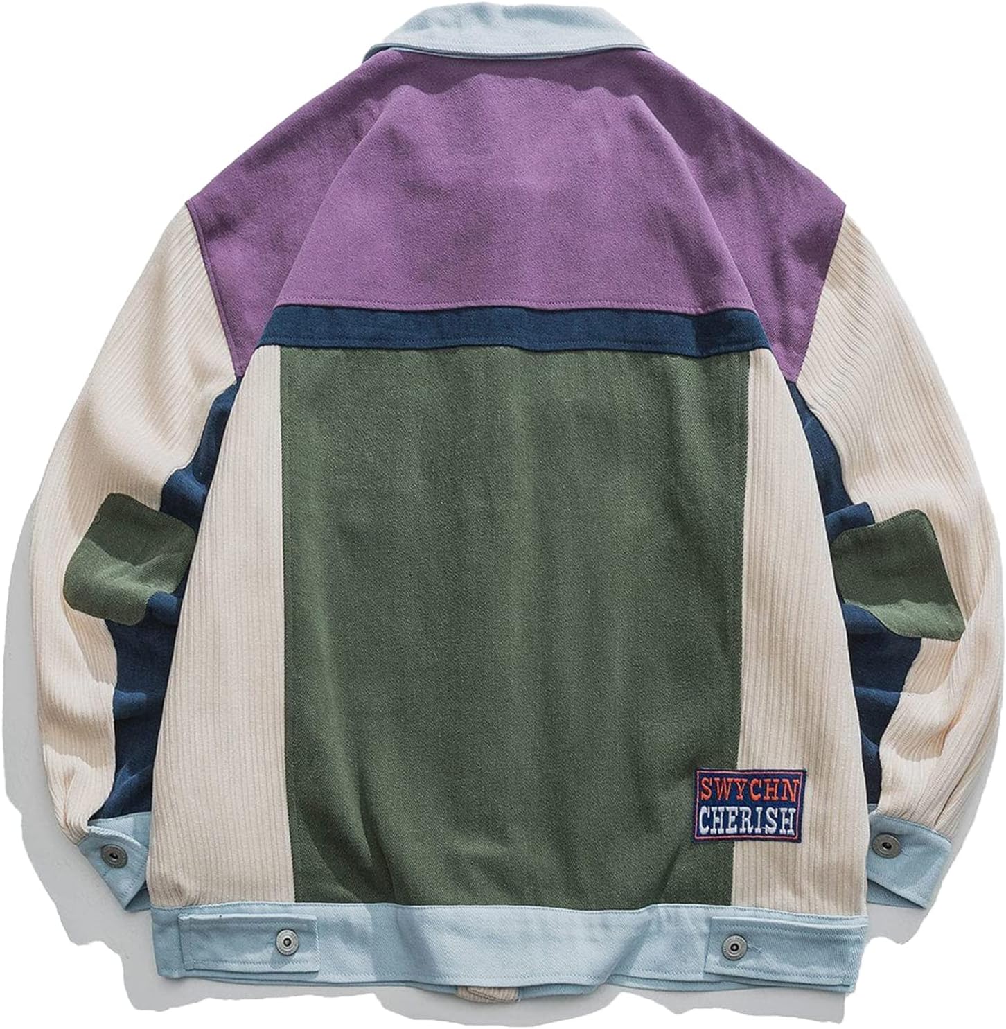 Aelfric Eden Mens Motorcycle Jackets Varsity Jacket Vintage Letter Print Patchwork Jacket Beige Oversized Overcoats01violet