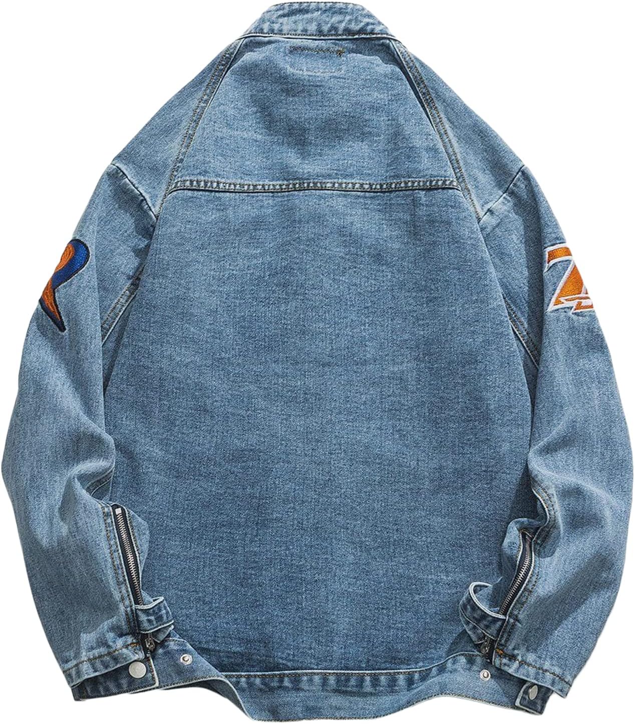 Aelfric Eden Mens Motorcycle Jackets Varsity Jacket Vintage Letter Print Patchwork Jacket Beige Oversized Overcoats04blue