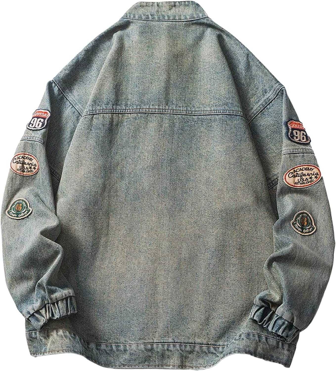 Aelfric Eden Mens Motorcycle Jackets Varsity Jacket Vintage Letter Print Patchwork Jacket Beige Oversized OvercoatsW01blue
