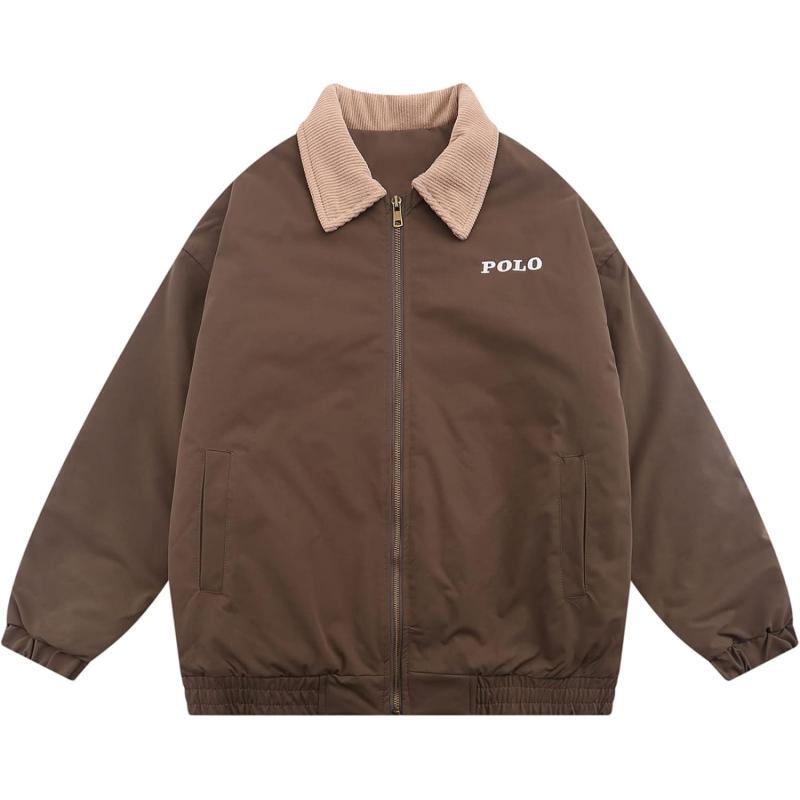 Aelfric Eden Mens Motorcycle Jackets Varsity Jacket Vintage Letter Print Patchwork Jacket Beige Oversized Overcoats08brown