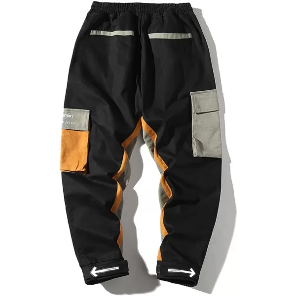 Aelfric Eden Mens Cargo Pants Patchwork Relaxed Fit Casual MultiPockets Jogger Pants Streetwear Hiking Pants with Drawstring01black