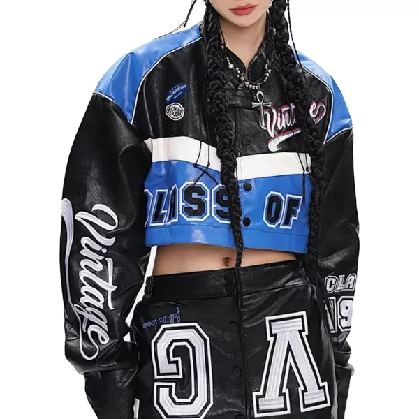 Aelfric Eden Mens Harajuku Graphic Print Varsity Jacket Colorblock Zipper Closure Baseball CoatsA13black