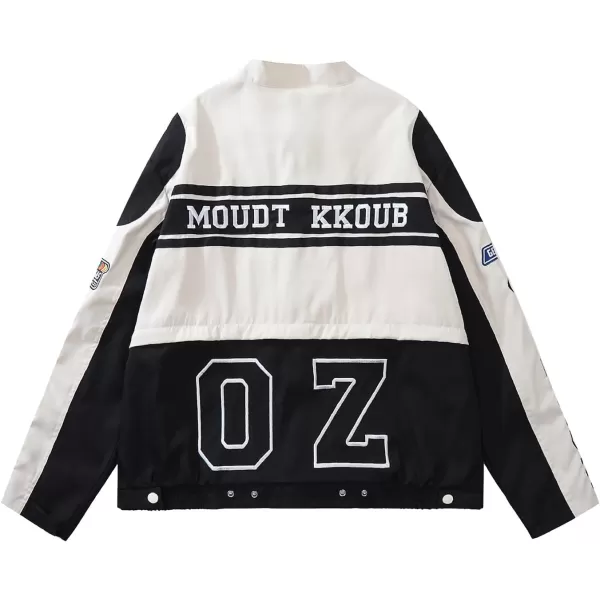 Aelfric Eden Mens Harajuku Graphic Print Varsity Jacket Colorblock Zipper Closure Baseball CoatsA15black