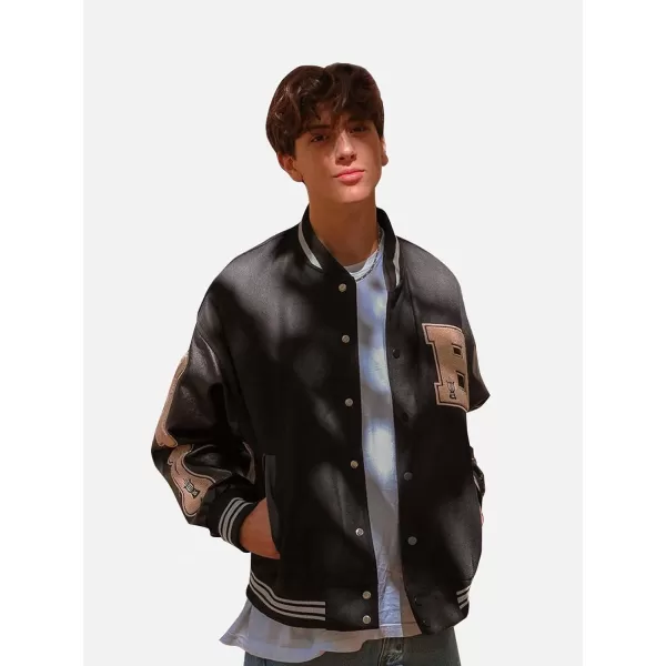 Aelfric Eden Mens Motorcycle Jacket Blackair Moto Varsity Baseball Jacket Women Vintage Coats04black