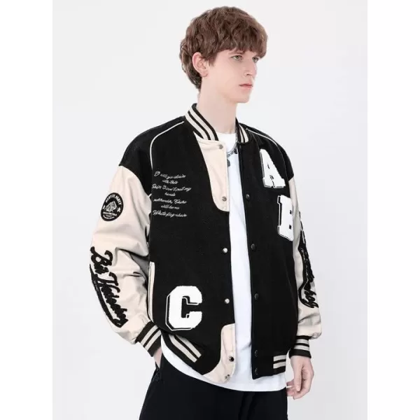 Aelfric Eden Mens Motorcycle Jacket Blackair Moto Varsity Baseball Jacket Women Vintage CoatsA4black