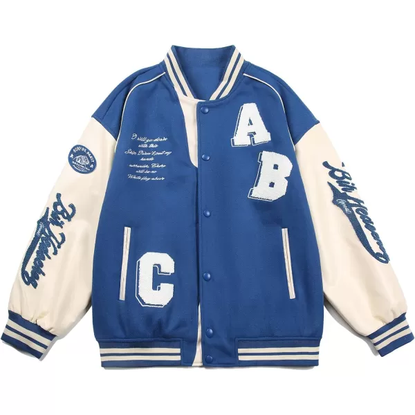 Aelfric Eden Mens Motorcycle Jacket Blackair Moto Varsity Baseball Jacket Women Vintage CoatsA4blue