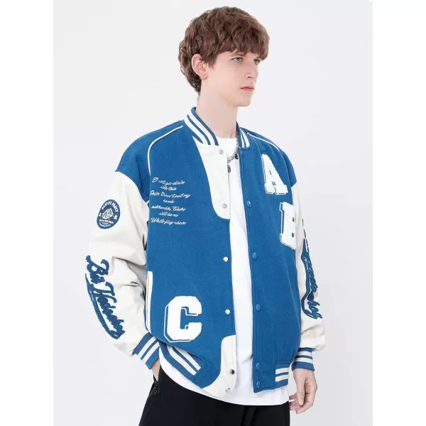 Aelfric Eden Mens Motorcycle Jacket Blackair Moto Varsity Baseball Jacket Women Vintage CoatsA4blue