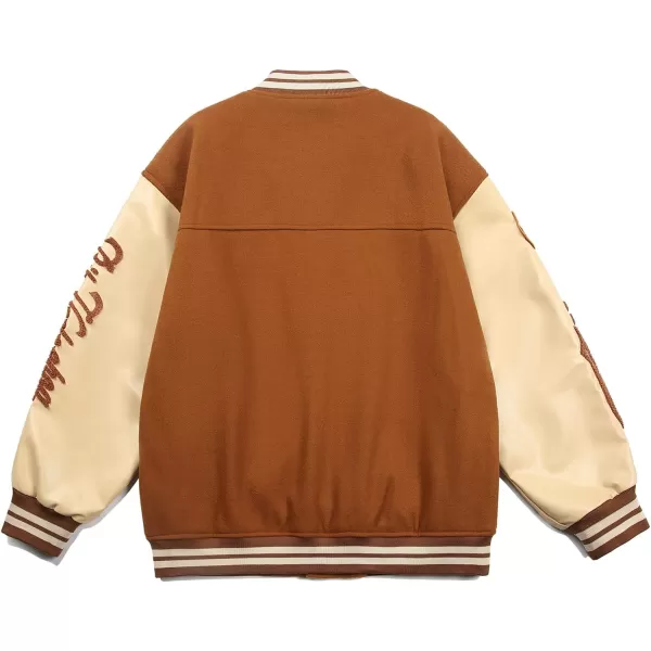 Aelfric Eden Mens Motorcycle Jacket Blackair Moto Varsity Baseball Jacket Women Vintage CoatsA4brown