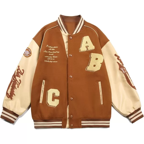 Aelfric Eden Mens Motorcycle Jacket Blackair Moto Varsity Baseball Jacket Women Vintage CoatsA4brown