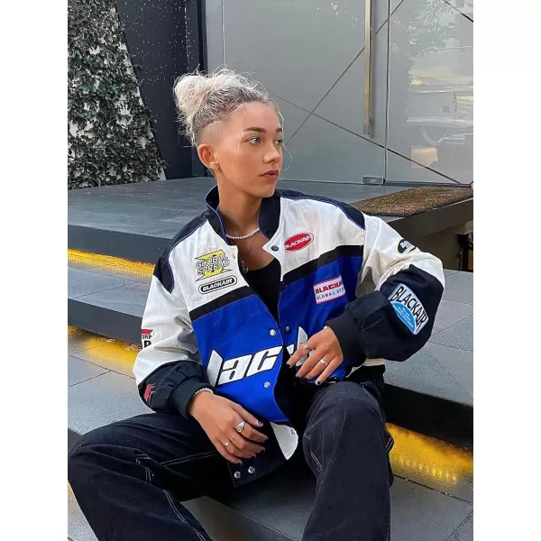 Aelfric Eden Mens Motorcycle Jacket Blackair Moto Varsity Baseball Jacket Women Vintage CoatsB1blue