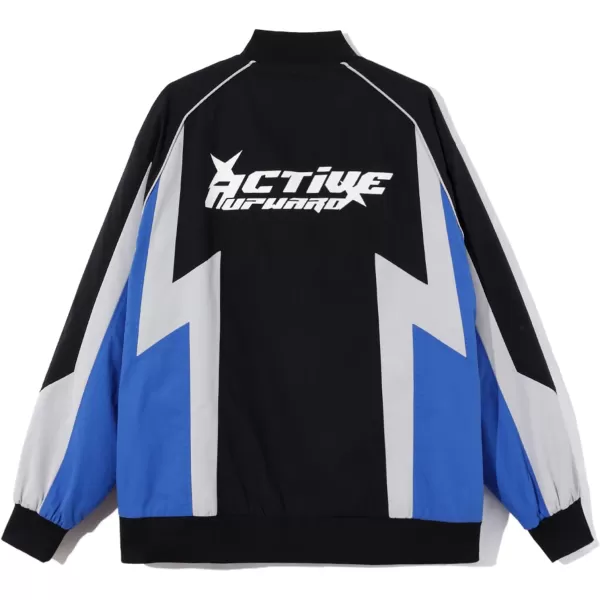 Aelfric Eden Mens Motorcycle Jacket Blackair Moto Varsity Baseball Jacket Women Vintage CoatsBa6color Blocking amp Black