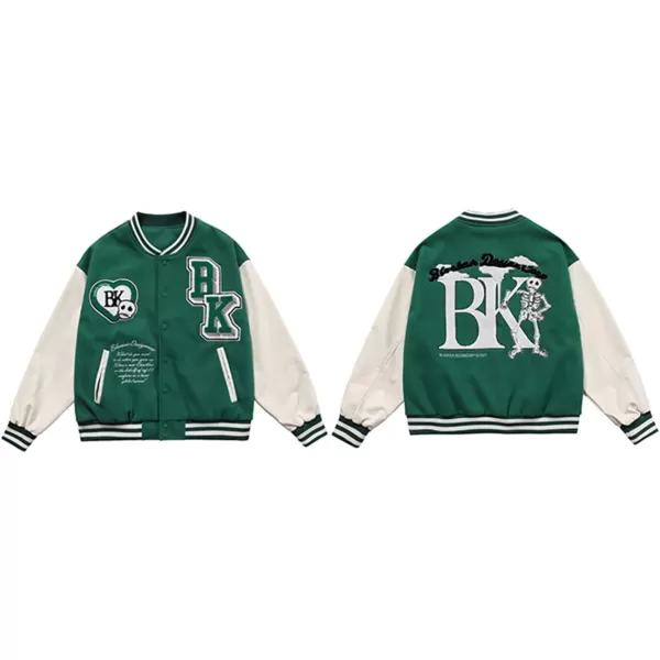 Aelfric Eden Mens Motorcycle Jacket Blackair Moto Varsity Baseball Jacket Women Vintage CoatsD02green