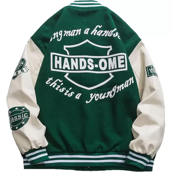 Aelfric Eden Mens Motorcycle Jacket Blackair Moto Varsity Baseball Jacket Women Vintage CoatsG1green