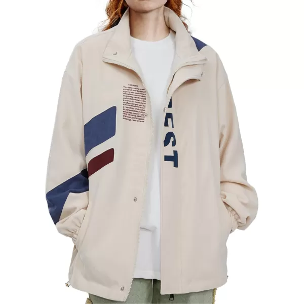 Aelfric Eden Mens Motorcycle Jackets Varsity Jacket Vintage Letter Print Patchwork Jacket Beige Oversized Overcoats01beige