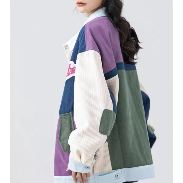 Aelfric Eden Mens Motorcycle Jackets Varsity Jacket Vintage Letter Print Patchwork Jacket Beige Oversized Overcoats01violet