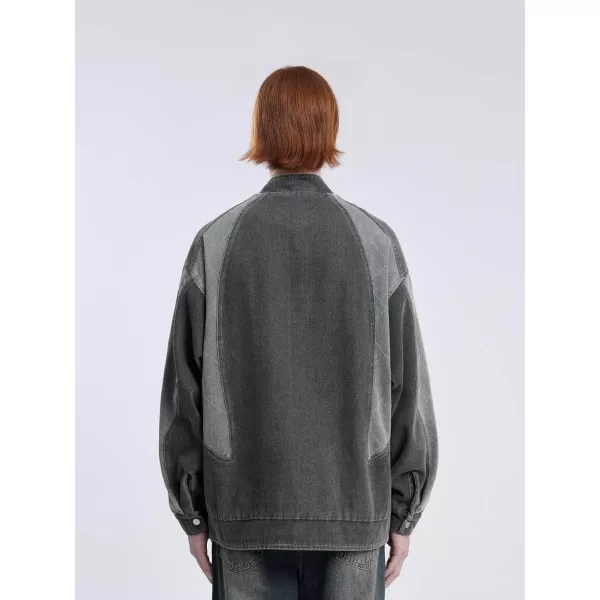 Aelfric Eden Mens Motorcycle Jackets Varsity Jacket Vintage Letter Print Patchwork Jacket Beige Oversized Overcoats1712gray