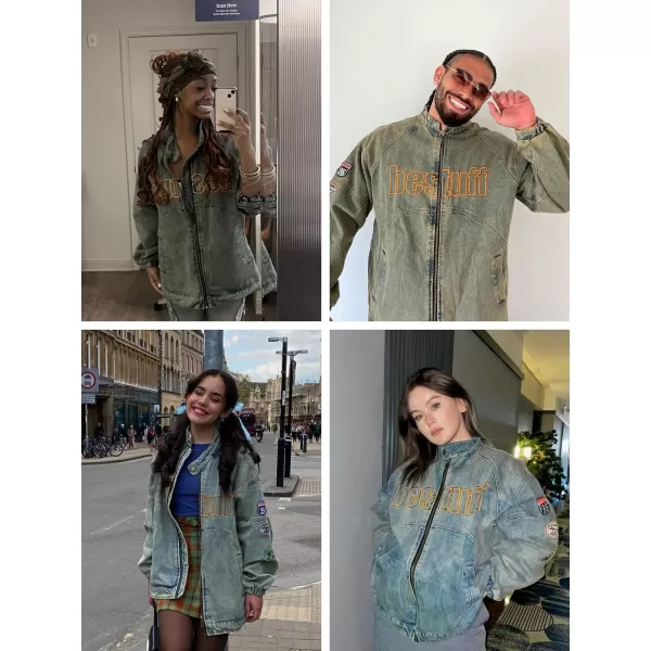 Aelfric Eden Mens Motorcycle Jackets Varsity Jacket Vintage Letter Print Patchwork Jacket Beige Oversized OvercoatsW01blue