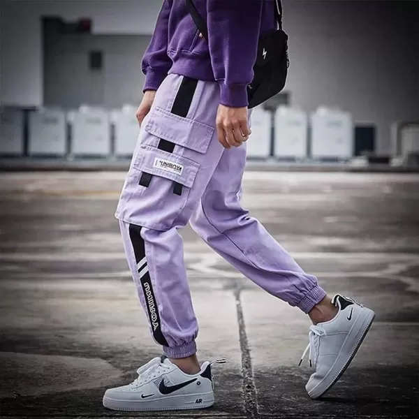 Aelfric Eden Mens Techwear Joggers Pants Long MultiPockets Outdoor Fashion Casual Jogging Cool Pant23purple