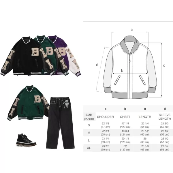 Aelfric Eden Mens Varsity Jacket Harajuku Vintage Graphic Baseball Jacket Unisex Coats StreetwearBlack