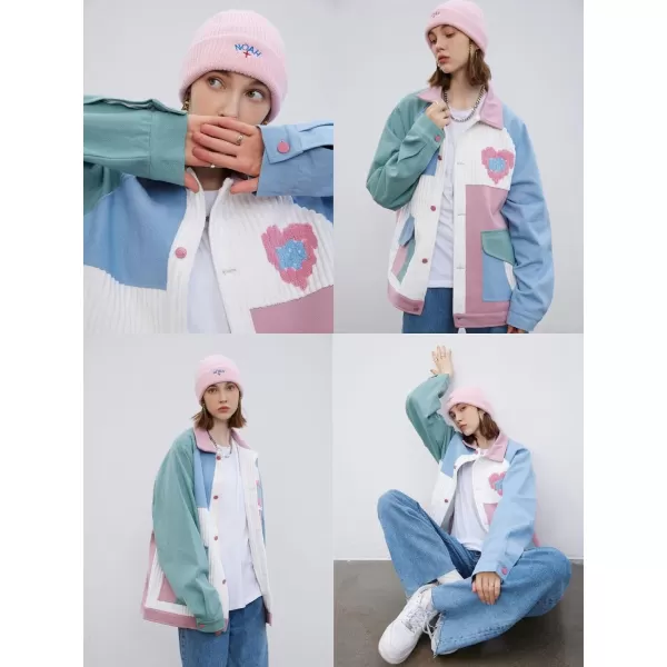 Aelfric Eden Mens Varsity Jacket Harajuku Vintage Graphic Baseball Jacket Unisex Coats StreetwearBpink