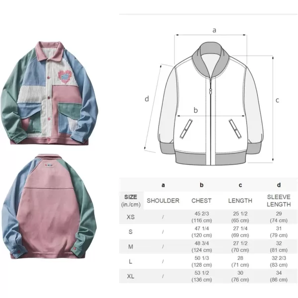 Aelfric Eden Mens Varsity Jacket Harajuku Vintage Graphic Baseball Jacket Unisex Coats StreetwearBpink