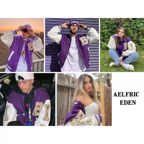 Aelfric Eden Mens Varsity Jacket Harajuku Vintage Graphic Baseball Jacket Unisex Coats StreetwearPurple