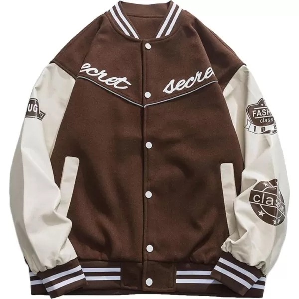 Aelfric Eden Mens Motorcycle Jacket Blackair Moto Varsity Baseball Jacket Women Vintage CoatsG1brown