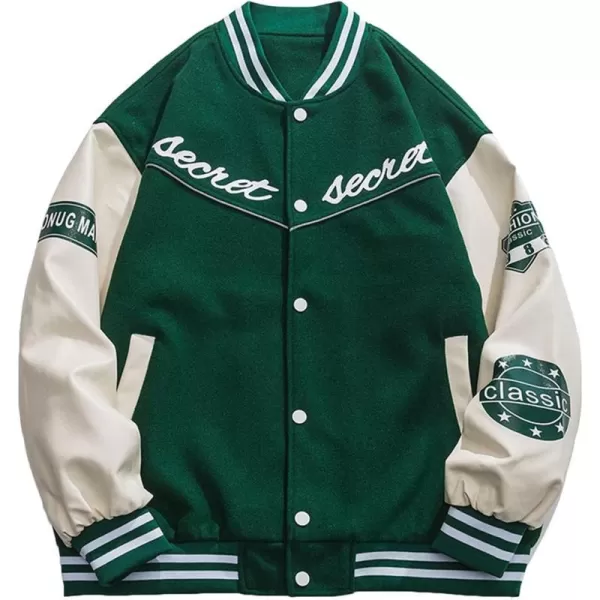 Aelfric Eden Mens Motorcycle Jacket Blackair Moto Varsity Baseball Jacket Women Vintage CoatsG1green