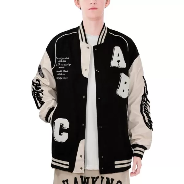 Aelfric Eden Mens Varsity Jacket Harajuku Vintage Graphic Baseball Jacket Unisex Coats Streetwear93black