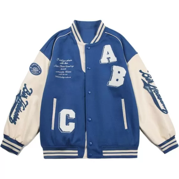 Aelfric Eden Mens Varsity Jacket Harajuku Vintage Graphic Baseball Jacket Unisex Coats Streetwear93blue