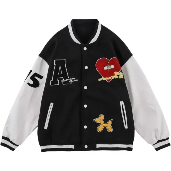 Aelfric Eden Mens Varsity Jacket Harajuku Vintage Graphic Baseball Jacket Unisex Coats Streetwear94black