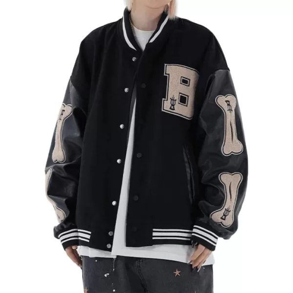 Aelfric Eden Mens Varsity Jacket Harajuku Vintage Graphic Baseball Jacket Unisex Coats StreetwearBlack