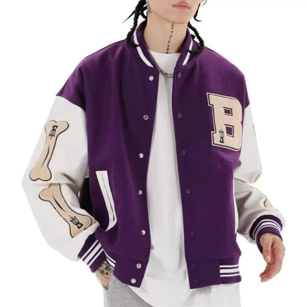 Aelfric Eden Mens Varsity Jacket Harajuku Vintage Graphic Baseball Jacket Unisex Coats StreetwearPurple