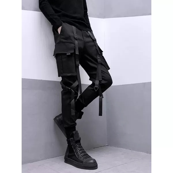 Aelfric Eden Mens Techwear Pants Streetwear Joggers Pants Multi Pocket Cargo Pants HipHop Hiking Pants with DrawstringA1black